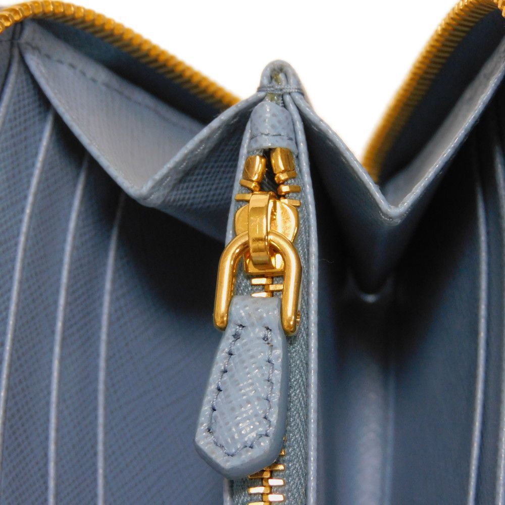 Prada Blue Leather Saffiano Around Wallet Zip - Picture 6 of 12